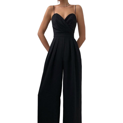 Black Wide-Leg Jumpsuit for Women | Elegant Evening Outfit 1