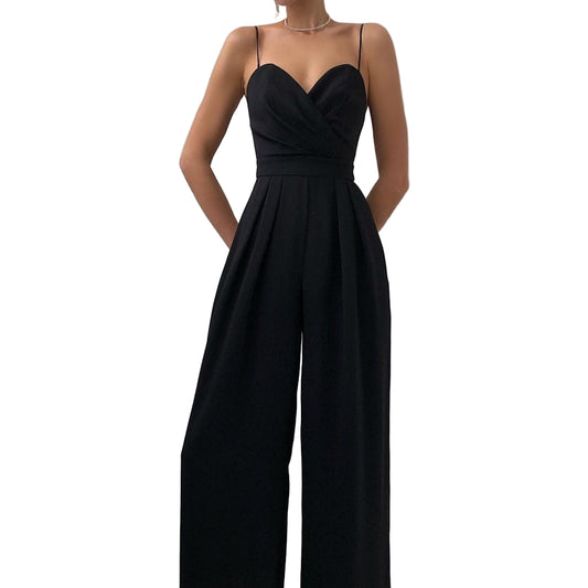 Black Wide-Leg Jumpsuit for Women | Elegant Evening Outfit 1