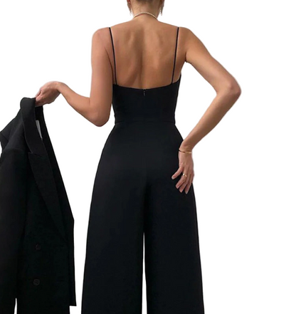 Black Wide-Leg Jumpsuit for Women | Elegant Evening Outfit 2