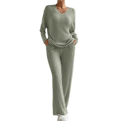 Green Ribbed Knit Loungewear Set for Women | Cozy Outfit 6
