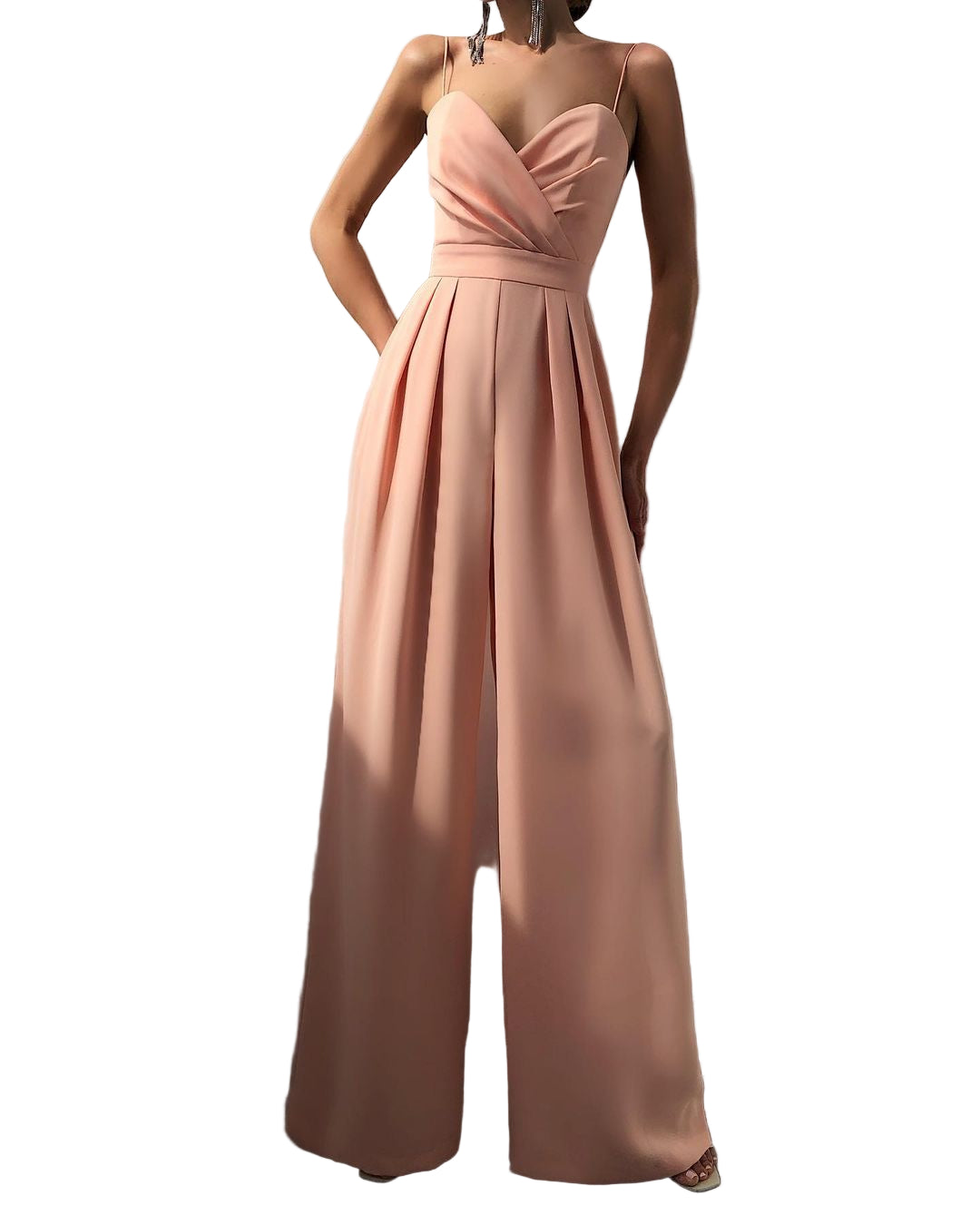 Pink Wide-Leg Jumpsuit for Women | Elegant Evening Outfit 3