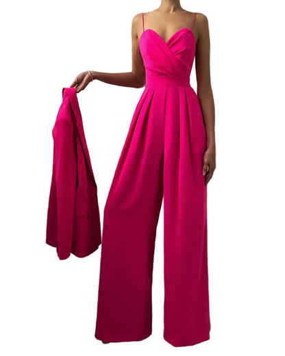 Pink Wide-Leg Jumpsuit for Women | Elegant Evening Outfit 6
