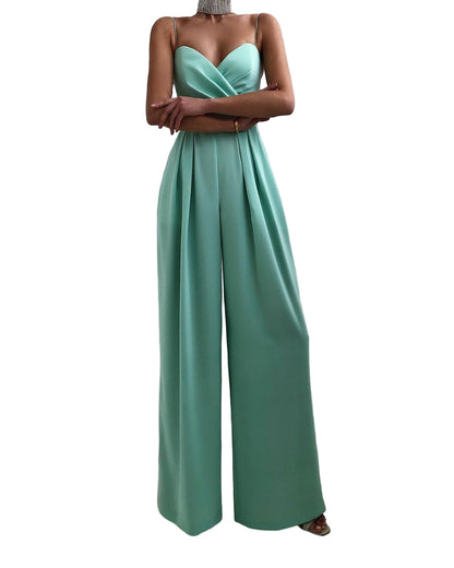 Turquoius Wide-Leg Jumpsuit for Women | Elegant Evening Outfit 4